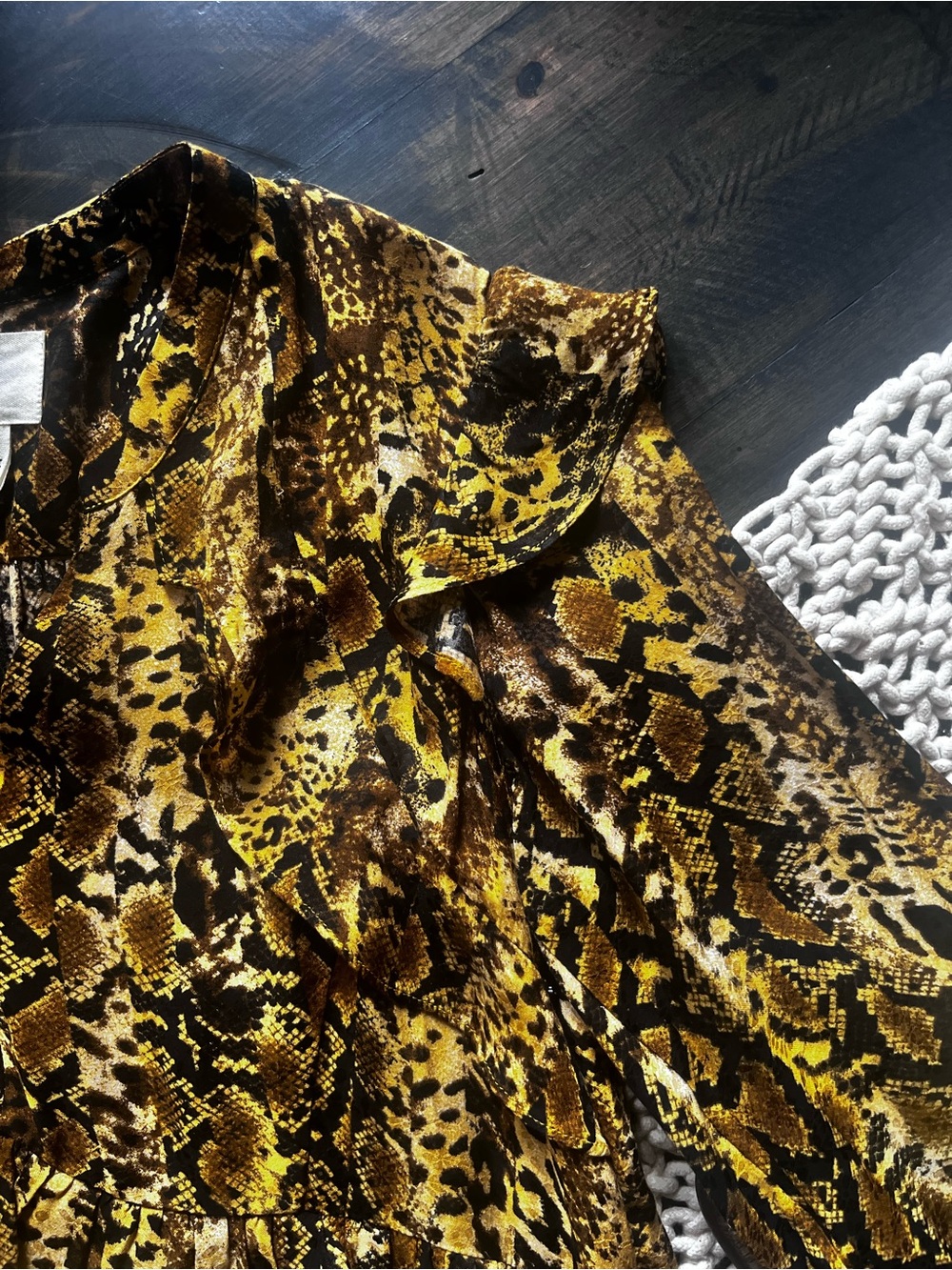 Ba&sh Sahara Snake-Print Ruffle Midi Dress Size S or 6